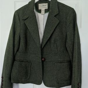 L.L. Bean Green Shetland Wool Tweed Jacket